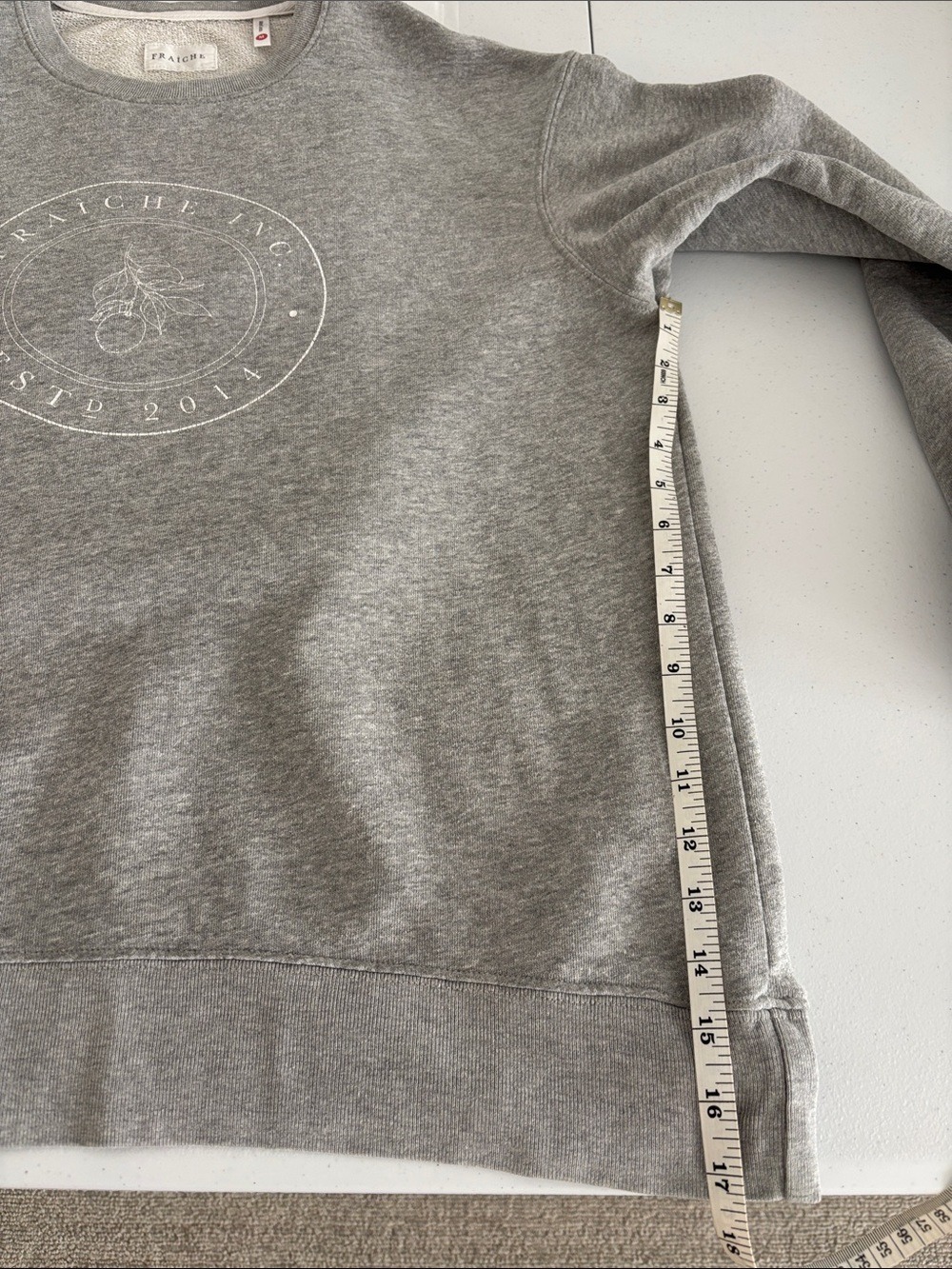 FRAICHE LIVING crewneck sweatshirt French terry cotton gray size medium - Picture 9 of 11